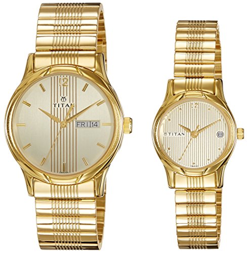 Titan Bandhan Analog Gold Dial Couple Watch NE15802490YM05 0 - Titan NE15802490YM05 Bandhan Analog Gold Dial Couple watch