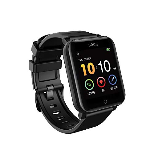 GOQii Smart Vital Fitness SpO2 body temperature and blood pressure tracker with 3 months personal Coaching 0 - GOQii Smart Vital Fitness SpO2 1.3" HD Full Touch, Smart Notification Waterproof Smart Watch for Android Phones Blood Oxygen, Fitness, Sports & Sleep Tracking with 3 Months Personal Coaching (Black)
