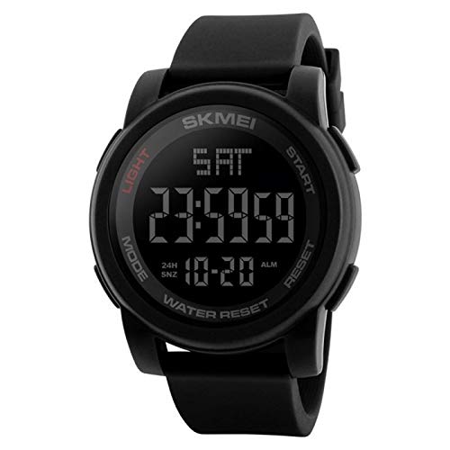 SKMEI Digital Dial Mens Watch 1257 Black 0 - SKMEI Simple Digital Men’s Military Watches Waterproof Electronic LED Double Time Black Wristwatch Sport